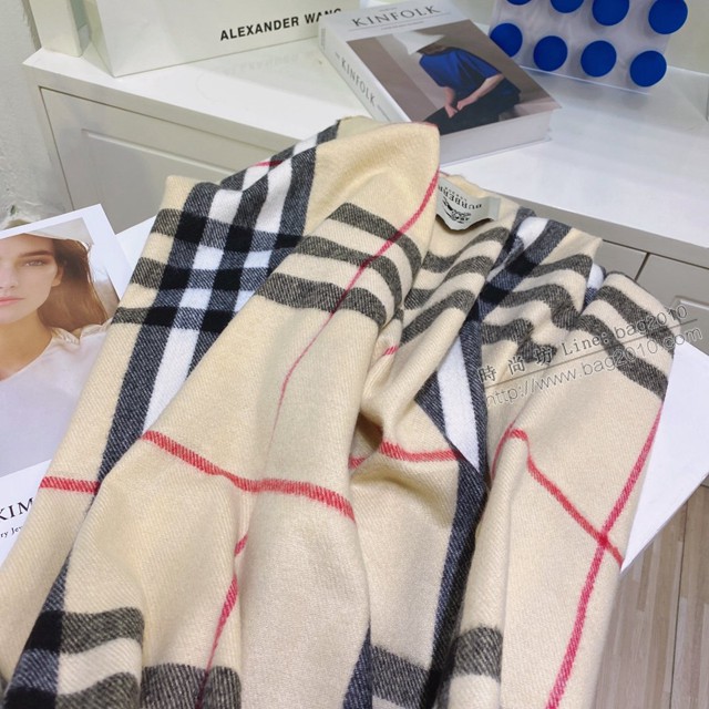 Burberry經典寬格混紡大披肩 經典格子女士圍巾披肩 巴寶莉2021新款羊毛羊絨圍巾  mmj1348